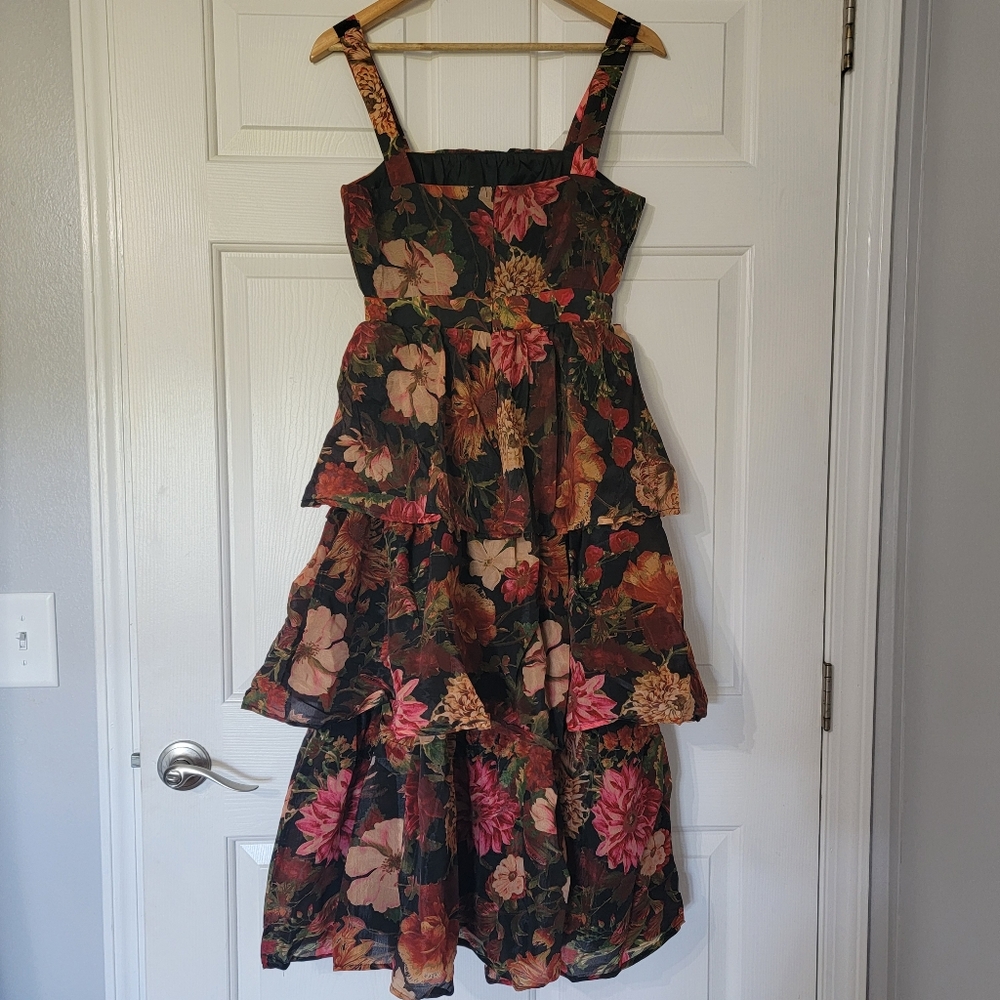 Fall Floral Tiered Midi Dress - Picture 7 of 8